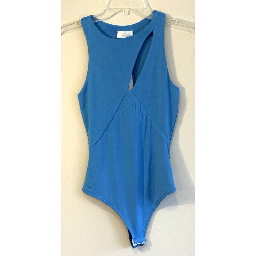 Live in the Moment Stretch Keyhole Camisole Turquoise Tank Top Bodysuit S NWT